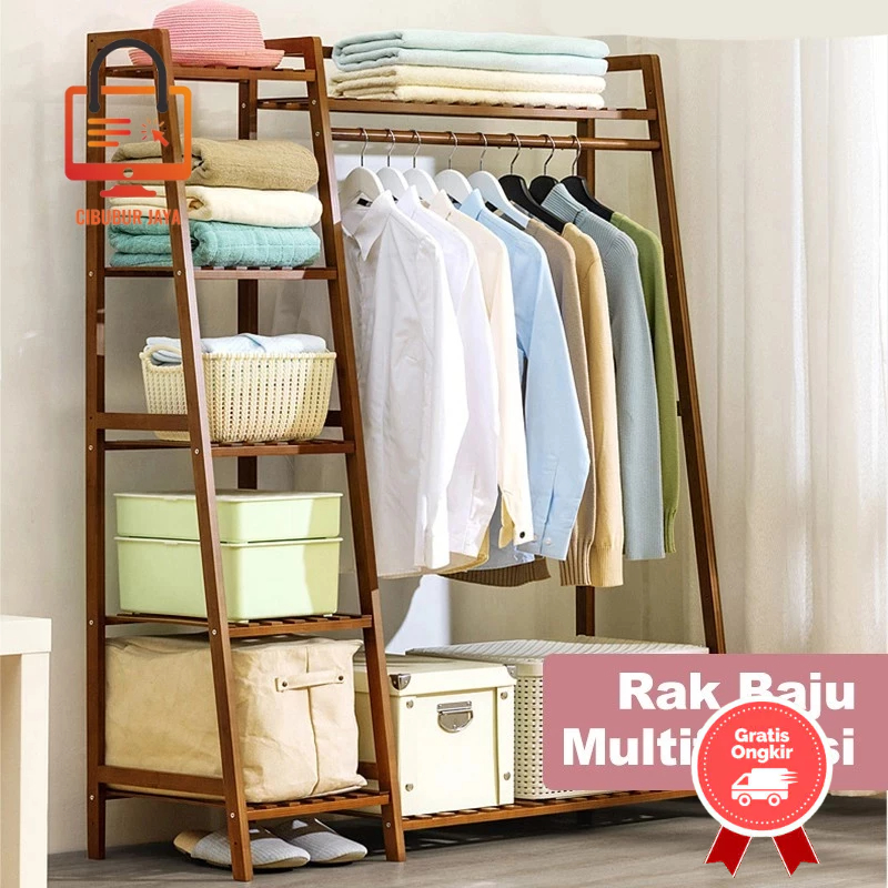 CIBUBUR JAYA RAK BAJU CELANA SERBAGUNA STAND HANGER JEMURAN PORTABLE LEMARI PAKAIAN PRAKTIS HSH202