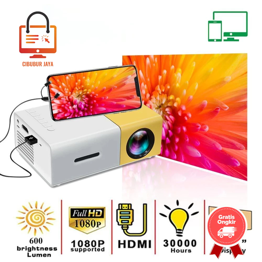 CIBUBUR JAYA GRATIS ONGKIR BALI BEST SELLER MINI PROJECTOR LED YG300 PROYEKTOR MINI THEATER/MINI PRO