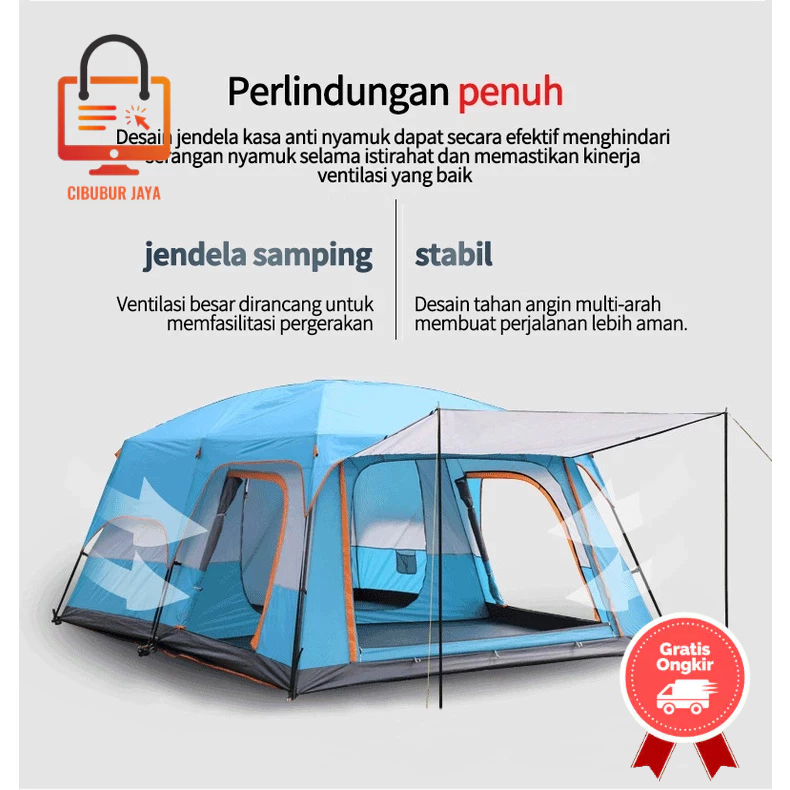 CIBUBUR JAYA GRATIS ONGKIR BALI TENDA CAMPING 4-6 ORANG/PORTABLE WATERPROOF CAMPING TENT/TENDA BERKE