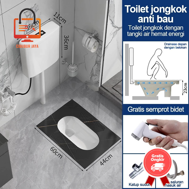 CIBUBUR JAYA GRATIS ONGKIR BALI 1 SET KLOSET JONGKOK BARU/TOILET JONGKOK ANTI BAU DAN ANTI SLIP + TA