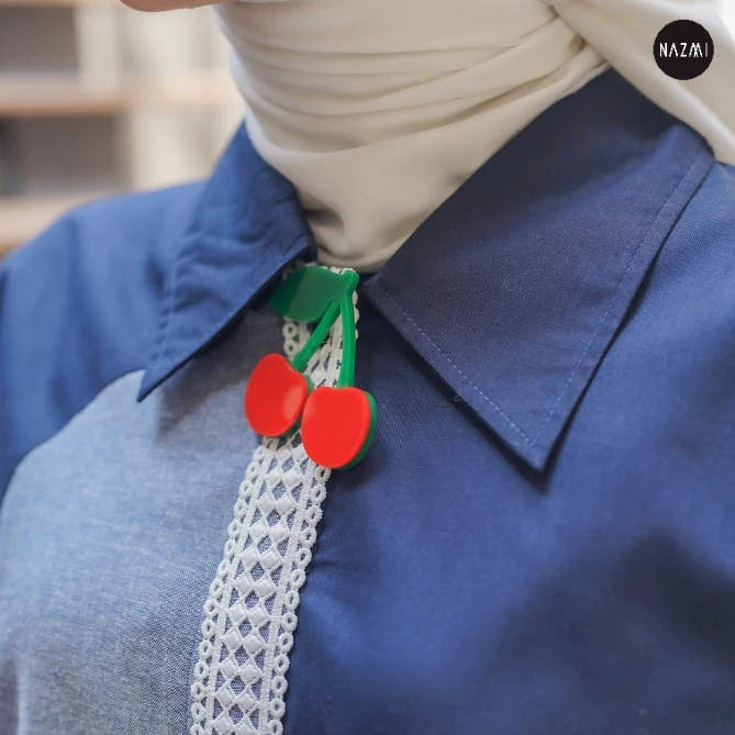 NAZMI Cherry Brooch - Bros Hijab Unik Acrylic
