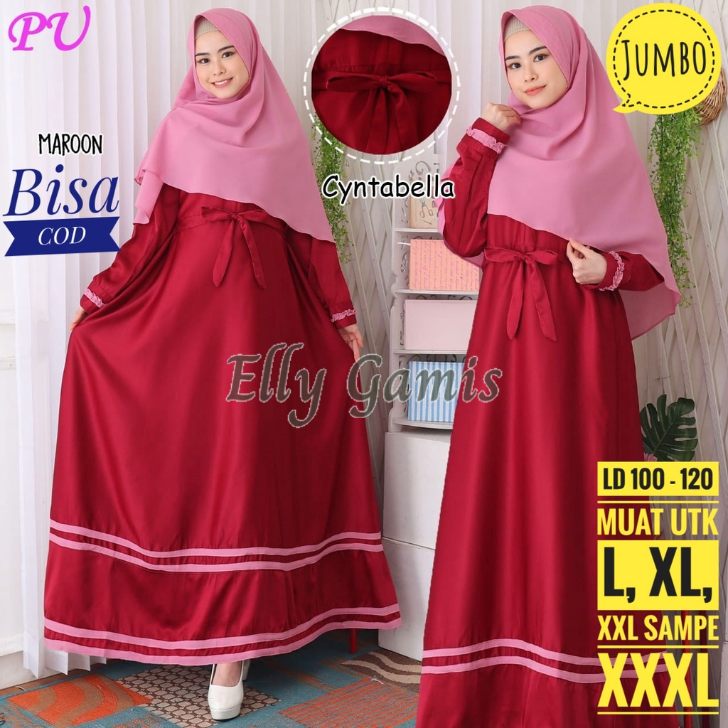 Gamis jumbo Bella Maxmara Ungu, Baju gamis wanita, Gamis Bigsize XXXL, Gamis Syari, Gamis Murah