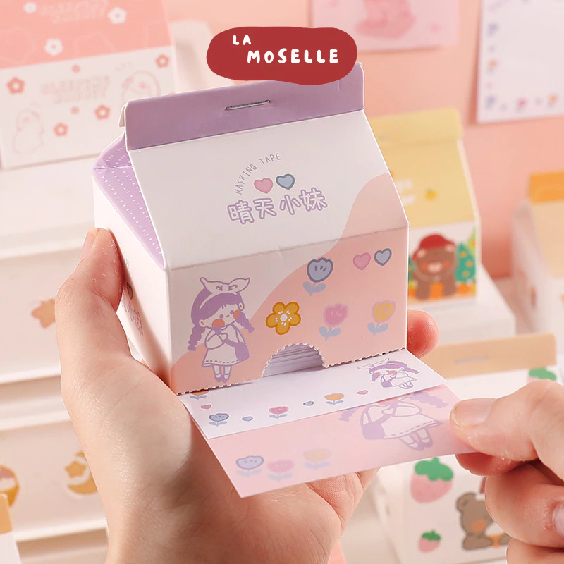

La Moselle - [SK92] note pad sticky notes bentuk milk box kotak susu motif lucu kertas catatan memo bentuk kotak susu lucu