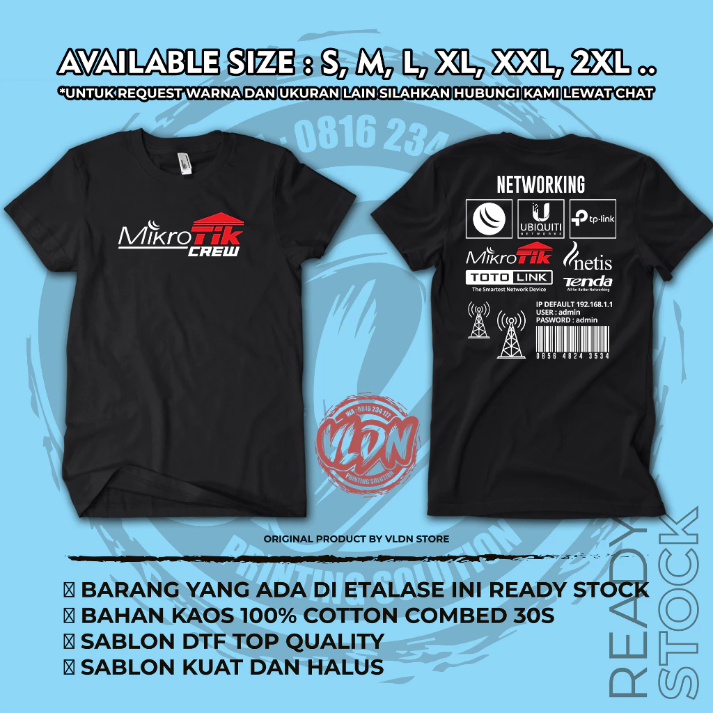 Kaos Mikrotik Networking All Sponsor Terbaru, Kaos Pria Mikrotik Crew Kaos Mikrotik Crew, Kaos Komun