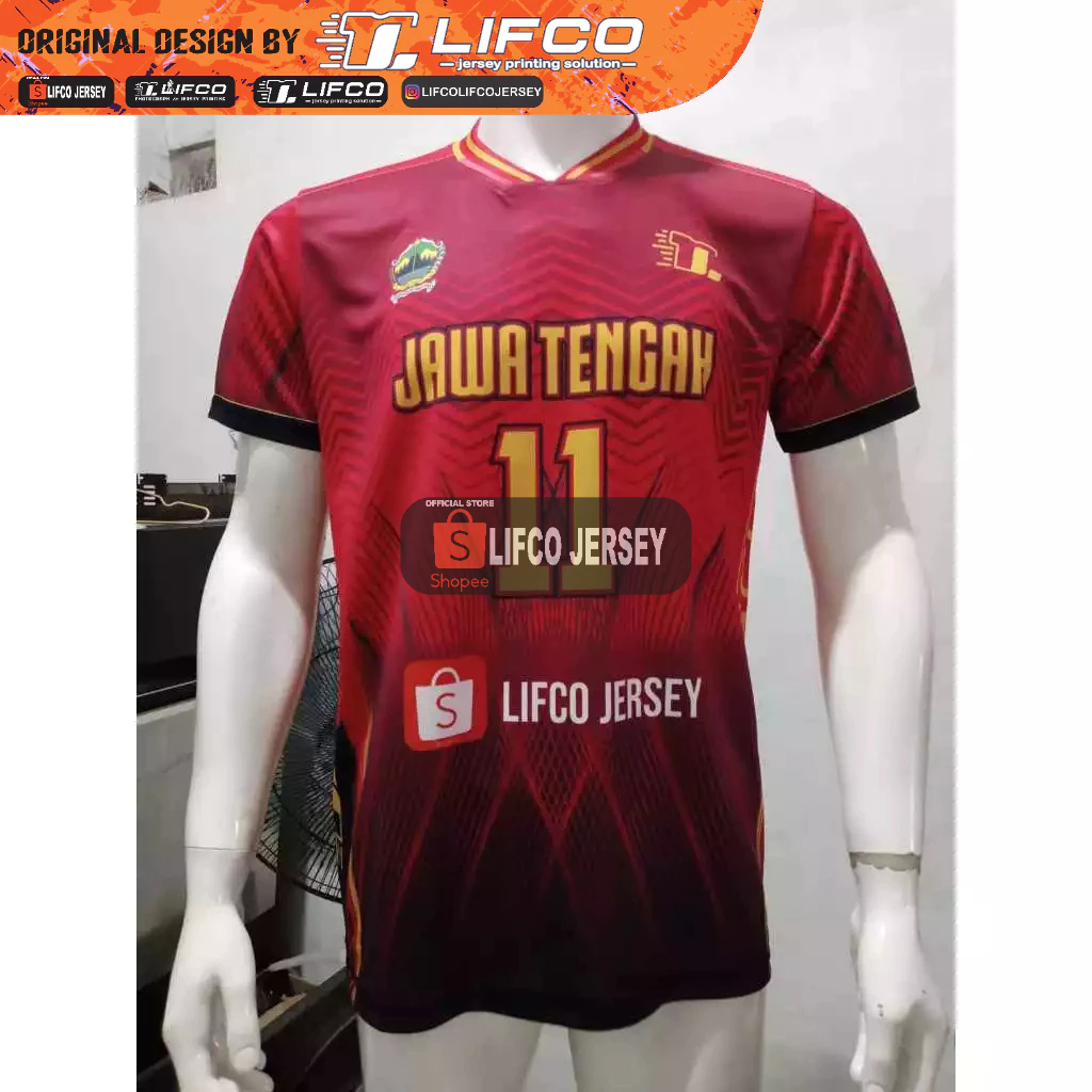 READY STOCK JERSEY VOLLEY BALL ORIGINAL LIFCO PRAPON JAWA TENGAH COWOK MERAH SERIES (TIDAK BISA CUST