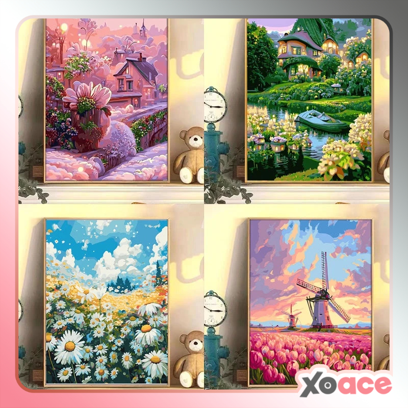 30x40 FRAMED DIY Paint By Number Kit Digital Painting By Numbers Kanvas Melukis Scenery