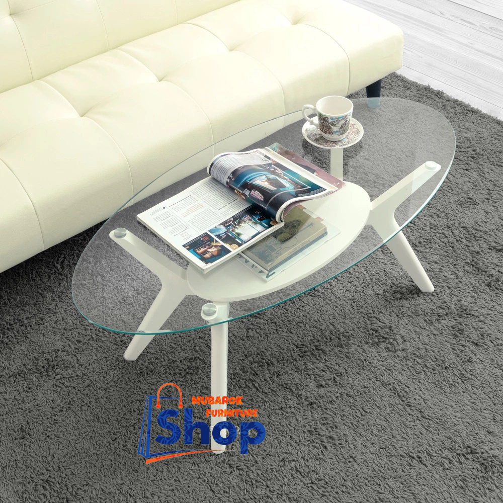 MARCO GLASS TOP OVAL TABLE | MEJA KACA RUANG TAMU MINIMALIS | MEJA SOFA KACA | MEJA TAMU OVAL AESTHE