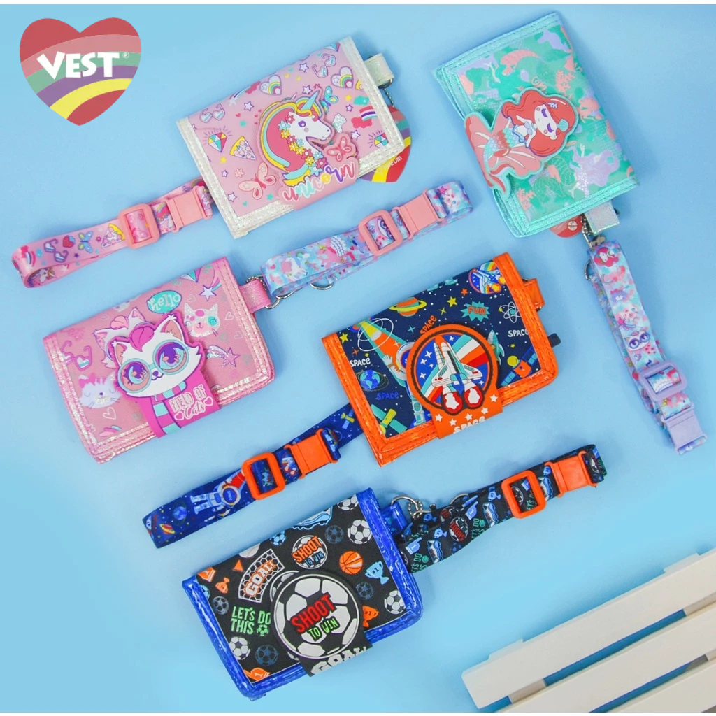 VEST wallet dompet mini anak lanyard/dompet lipat 2 atau 3 anak tali panjang U2064/U2062