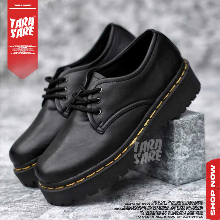 KAGUYA - Sepatu Formal Oxford Hitam Docmart Wanita Hak Tinggi