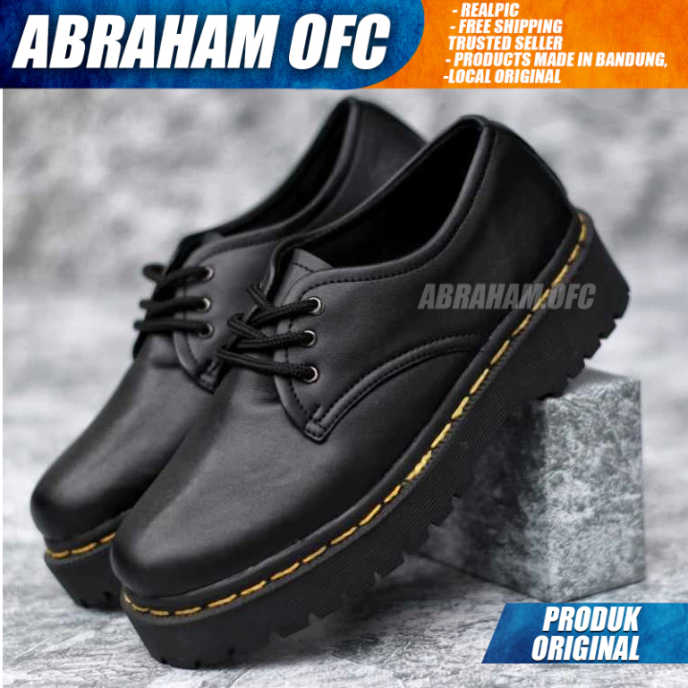 ABRAHAM Sepatu Docmart Wanita Hitam Tali Hak Tinggi Wanita