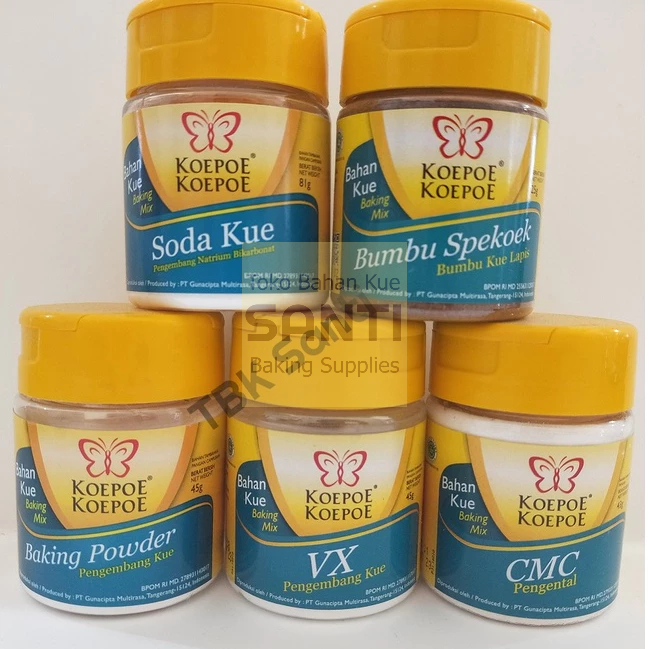 

Koepoe Koepoe | Baking Mix | Soda Kue Spekoek Spikuk Baking Powder VX CMC Citroen Zuur Cream of Tar Tar Natrium Benzoat