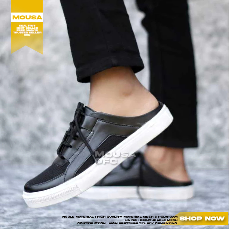 Sepatu Sneakers Slop Casual Hitam Pria