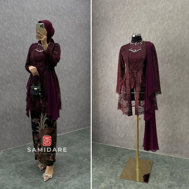 Kebaya Couple Kutu Baru Modern Setelan Kebaya Wisuda Baju Lamaran Tunangan Batik Couple Terbaru 2024