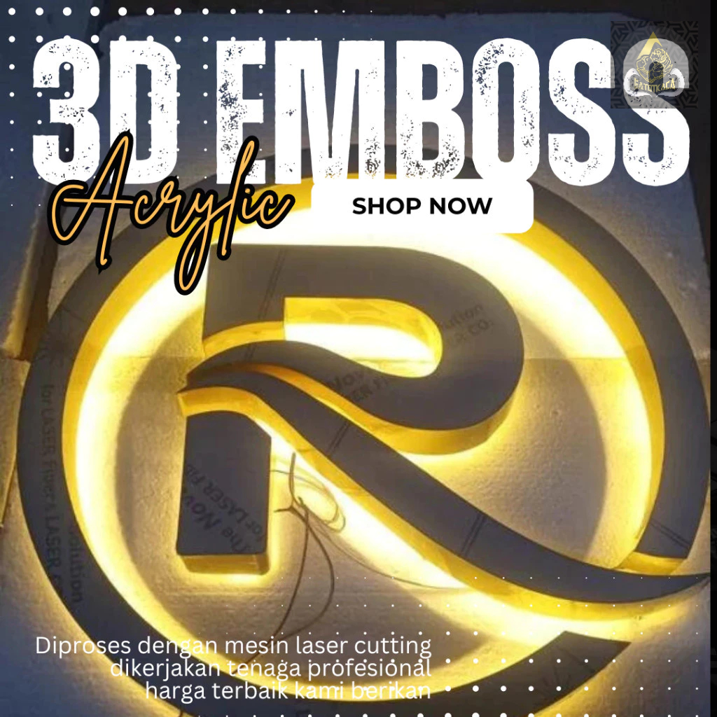 Custom Huruf Timbul LED Nyala/Huruf Timbul Akrilik/ Acrylic 3D custom