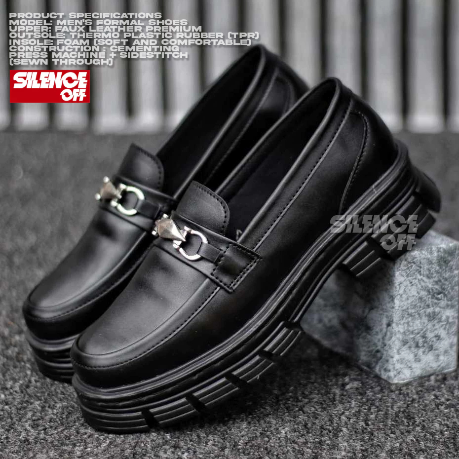 SILENCE OFF - Penelope Black Sepatu Loafers Hak Tinggi Docmart Wanita