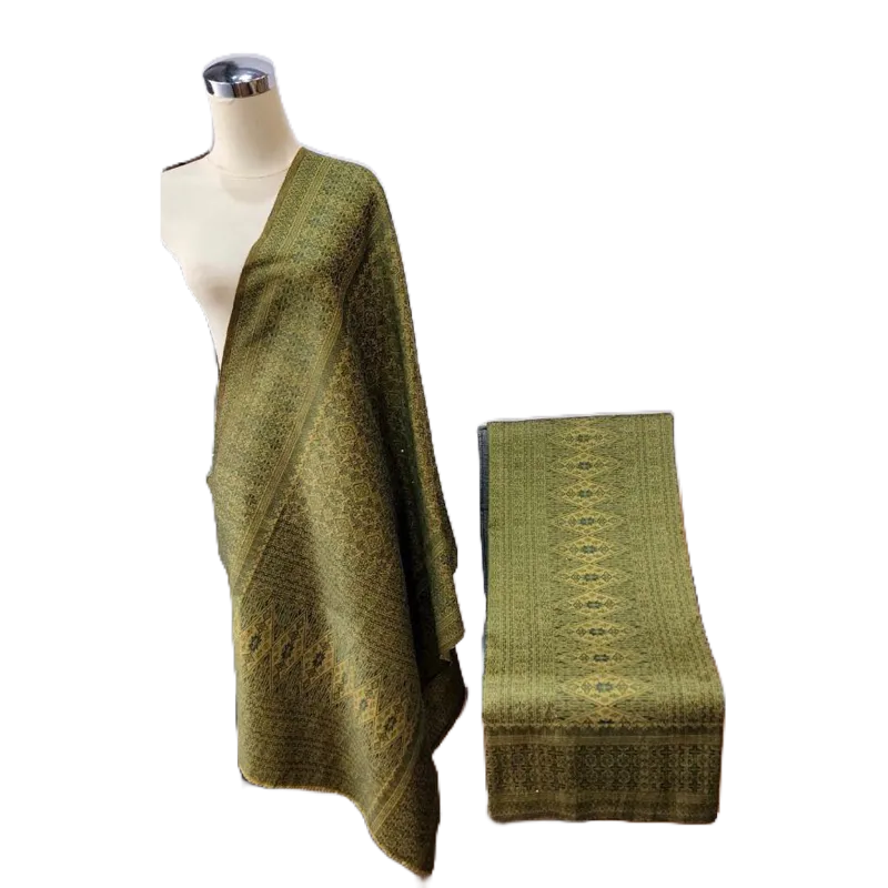 Songket Tumtuman Gebeng Benang Berlian Warna Hijau