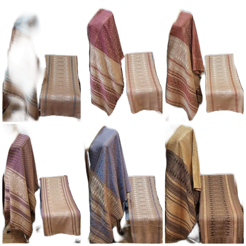 Tumtuman Tanpa Sambungan Songket Kristal Warna Cokelat Biru ungu Marun