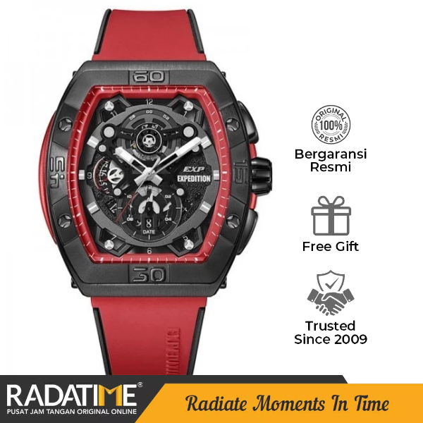 Jam Tangan Pria Expedition Original Rubber Black Sport Garansi E6800 MCRIPBARE