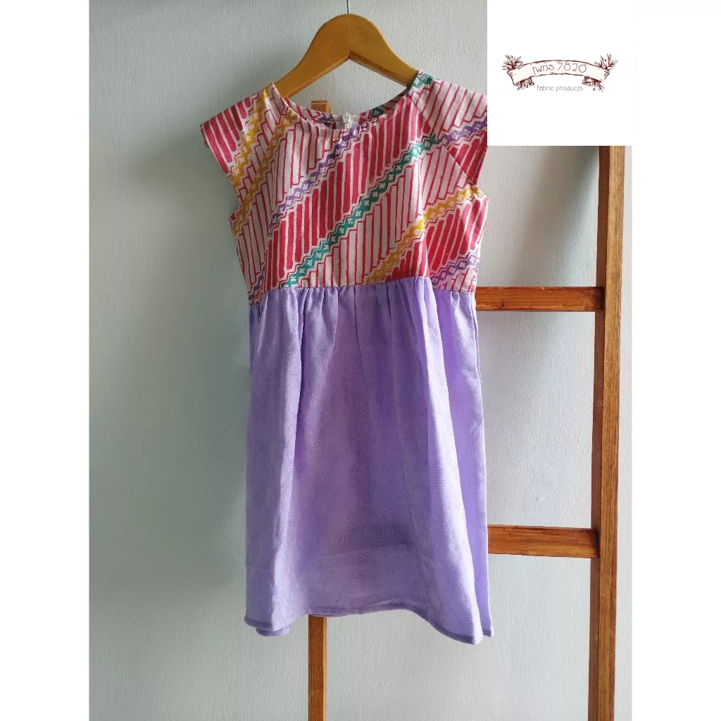 DRESS BATIK KOMBINASI ANAK PEREMPUAN