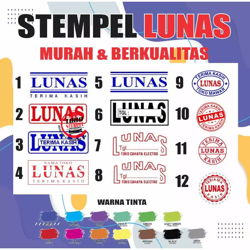 

Stempel Lunas Otomatis Custom Nama Toko Ukuran Sedang