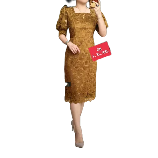 SHOOPY DRES SEMI BRUKAT/BAJU PESTA WANITA KEKINIAN/TUNIK RENDA VIRAL TANGAN BALON MUTIARA