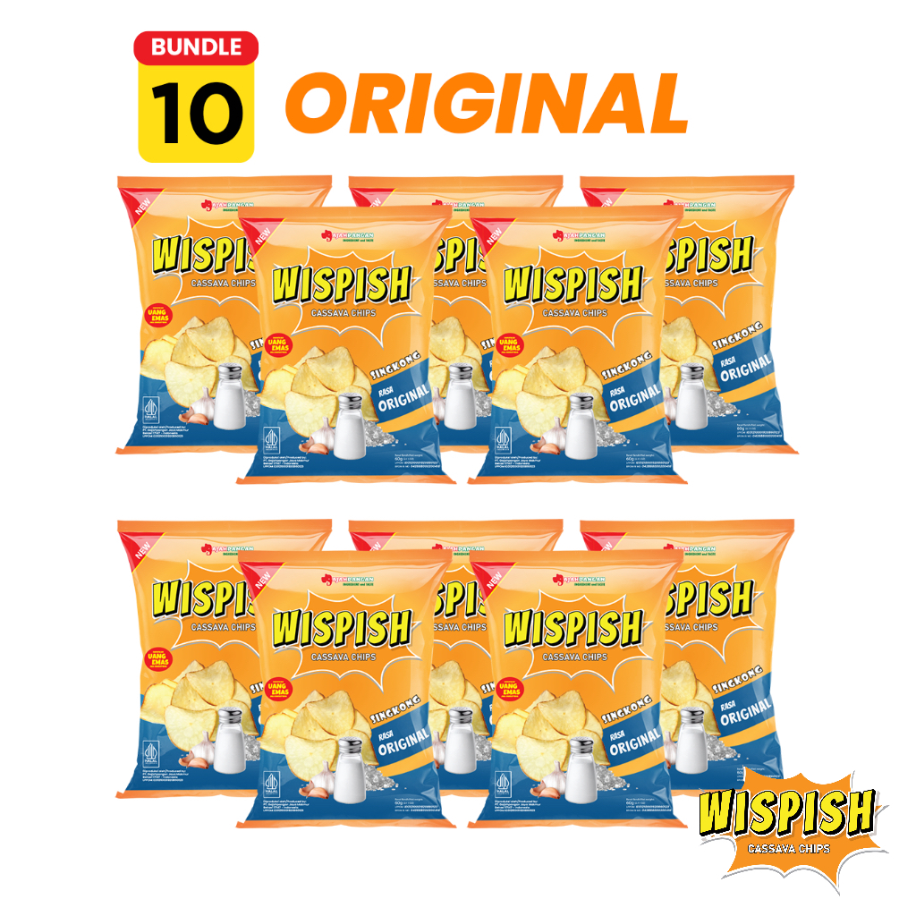 

Bundling 10 pcs Wispish Keripik Singkong Original 60 Gram