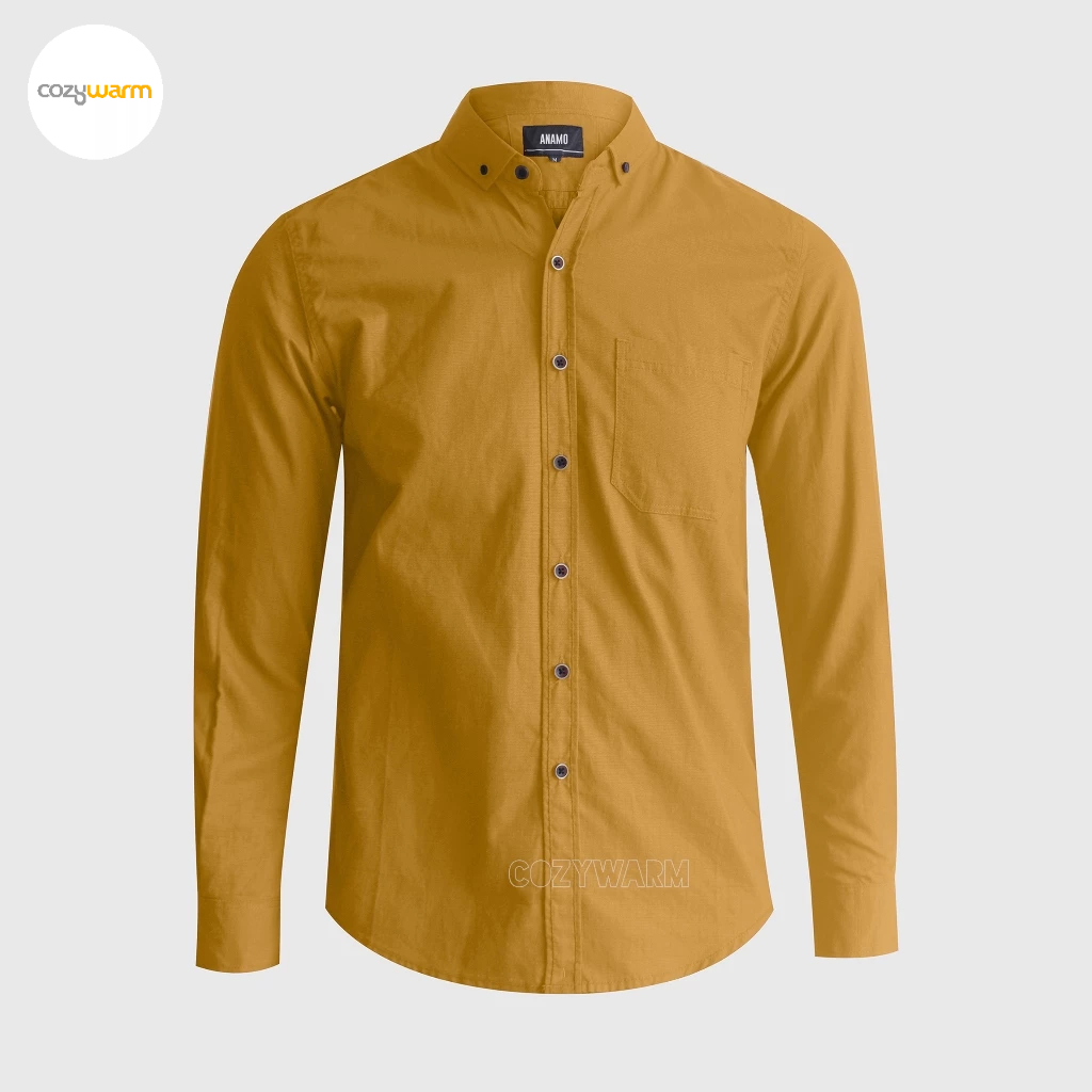 KEMEJA POLOS PRIA MUSTARD PANJANG