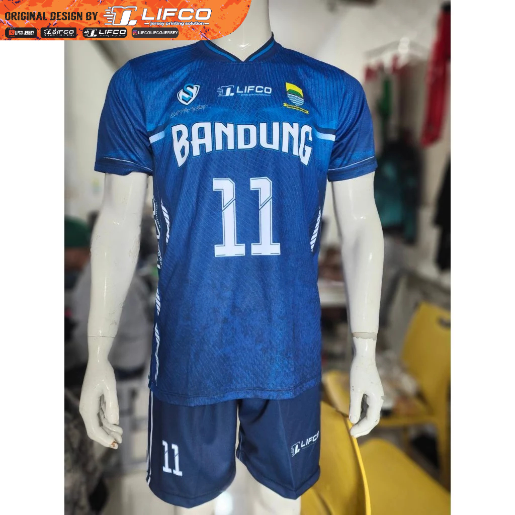 JERSEY ORIGINAL LIFCO VOLLEY BALL BANDUNG BIRU STELAN BERLENGAN (TIDAK BISA REQUEST NAMA)
