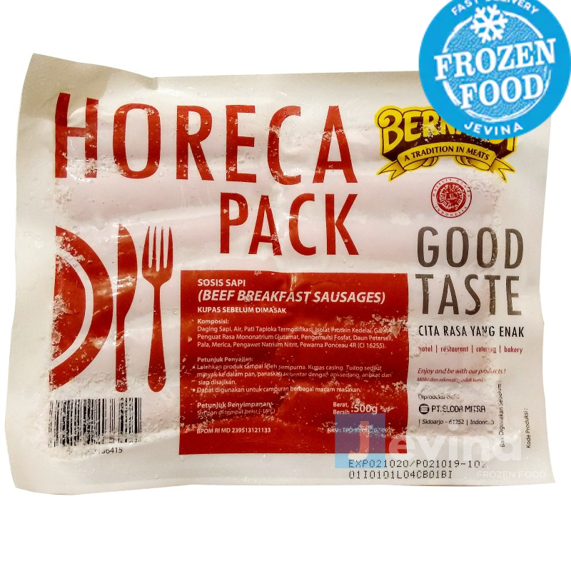 

Bernardi Horeca Pack Sosis Sapi VP (Tanpa Kupas) 1kg Isi 44