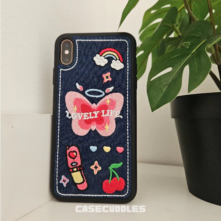 [CASECUDDLES] Butterfly Jeans Case - Hardcase / Casing HP for iPhone X XS XR XS MAX | Denim Case | C