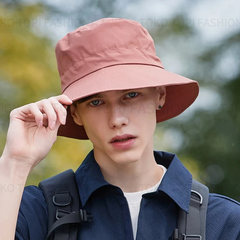 Topi bucket pria outdoor topi pria dewasa terbaru topi pria import pinggirannya besar topi pria polo