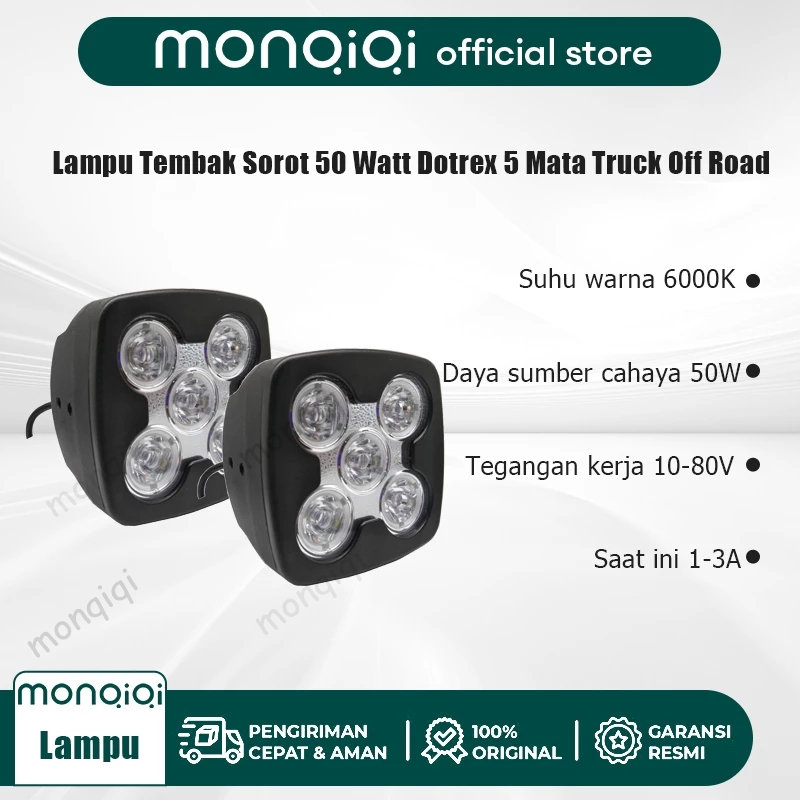Monqiqi Lampu Tembak Sorot Original Lampu Sorot Mata 5 50 watt Lampu Dotrex Spotlight 50w Motor Mobi