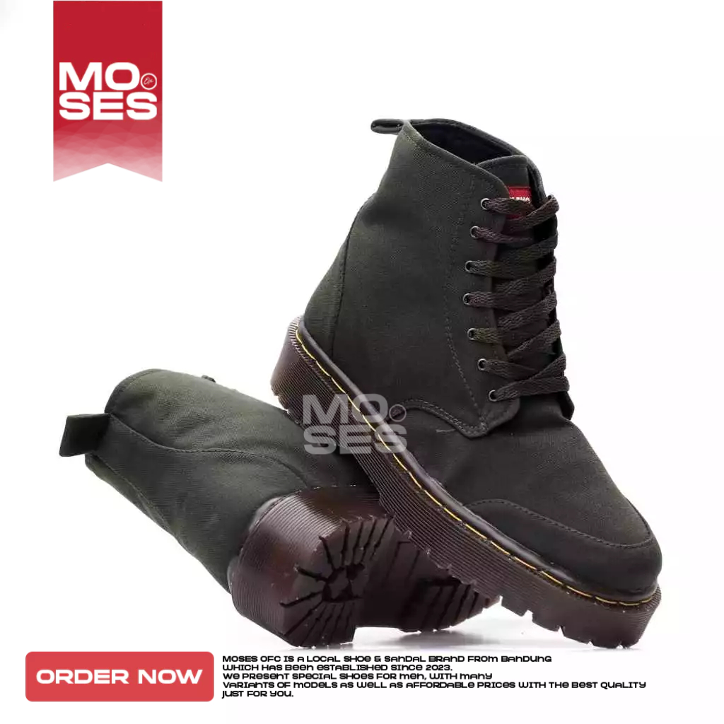 Exclusive Moses Sepatu Pantofel Formal Boots Docmart Hak Tinggi Pria - Wanita