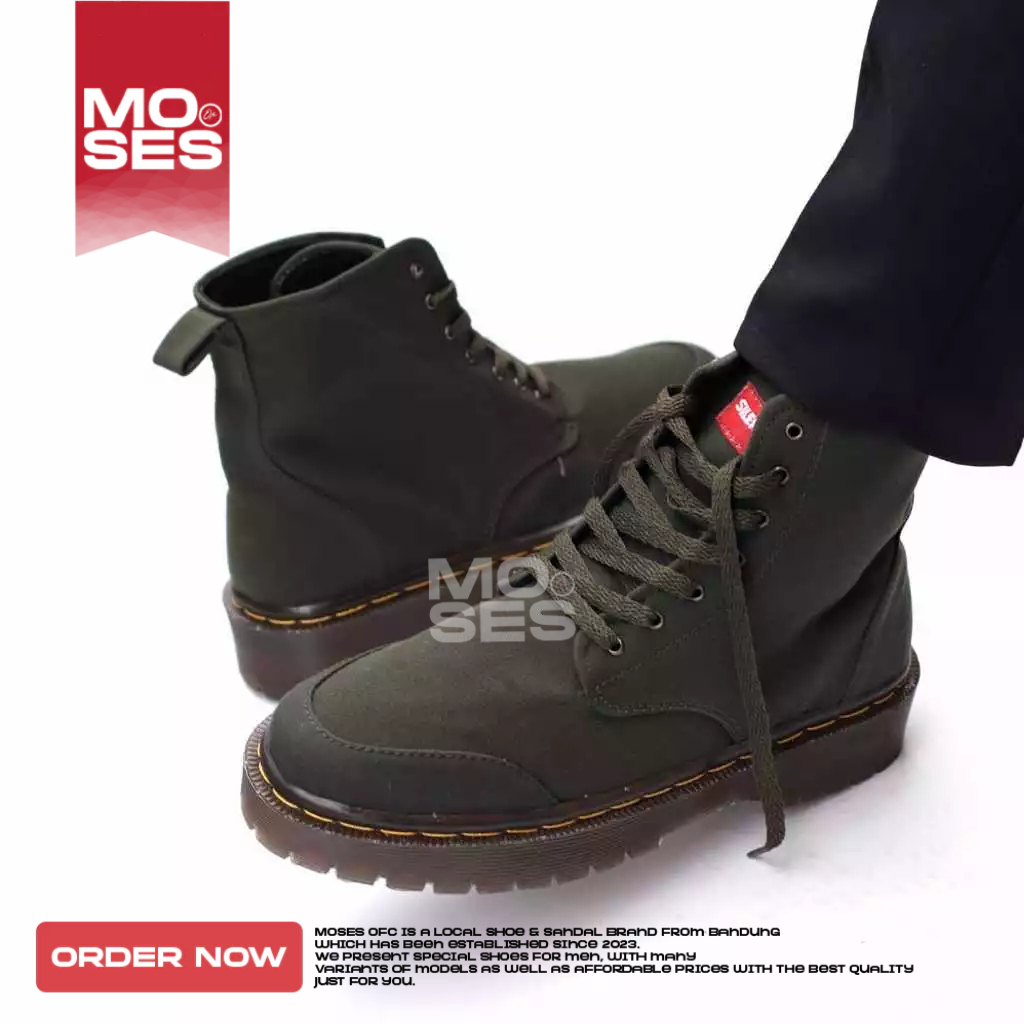 Flash Sale Moses Sepatu Pantofel Formal Boots Docmart Hak Tinggi Pria - Wanita