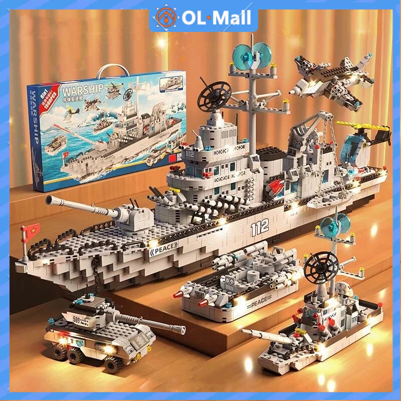 [Harga Minimum]1560Pcs Mainan Bricks kapal induk besar Edukasi Mainan anak Laki Laki Mainan Blaok Su