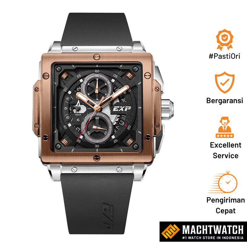 [PAYDAY] Jam Tangan Pria Expedition Chronograph E 6844 MC RTRBA Men Black Dial Black Rubber Strap