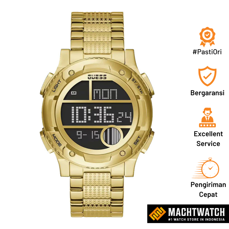 [PAYDAY SALE] Jam Tangan Pria Guess Trend GW0271G2 Men Digital Dial Gold Stainless Steel Strap