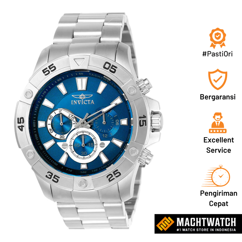 Jam Tangan Pria INVICTA Pro Diver 22787 Chronograph Blue Dial Stainless Steel Strap