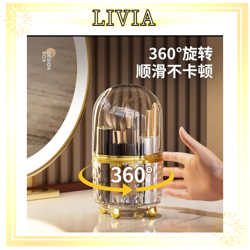 LIVIA Rak Make up Kosmetik/ Berputar Tempat Sendok Garpu /Tempat Brush /Tempat Make up Putar 360
