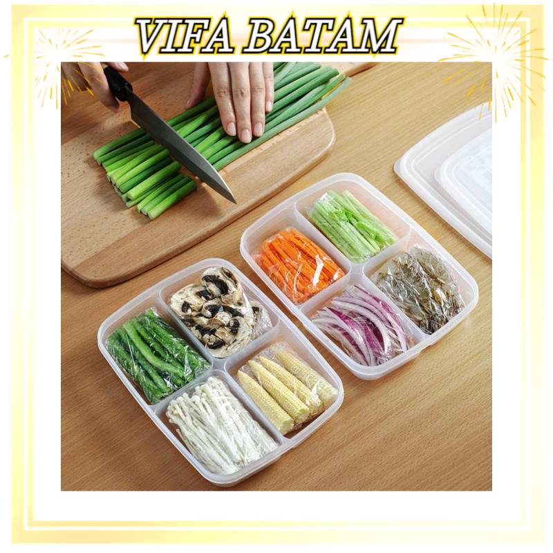 VIFA Kotak Penyimpanan Makanan 4 Sekat/ Kotak Bekal Makanan Sekat Lunch Box Kulkas