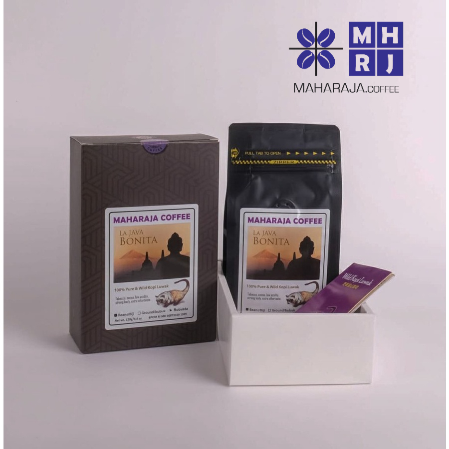 

Maharaja Coffee Wild Kopi Luwak La Java Bonita Robusta 120g Biji / Bubuk Gift Box