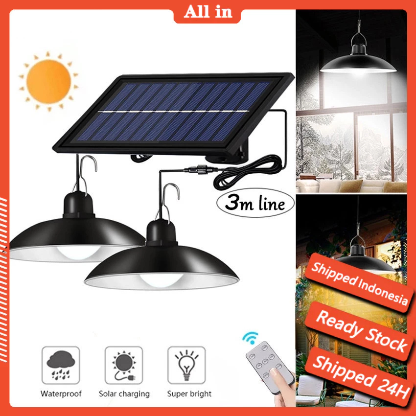 Ready stock COD Lampu Taman Tenaga Surya Gantung LED Solar Lamp Outdoor Indoor LAMPU SOLAR 2 LAMPU L