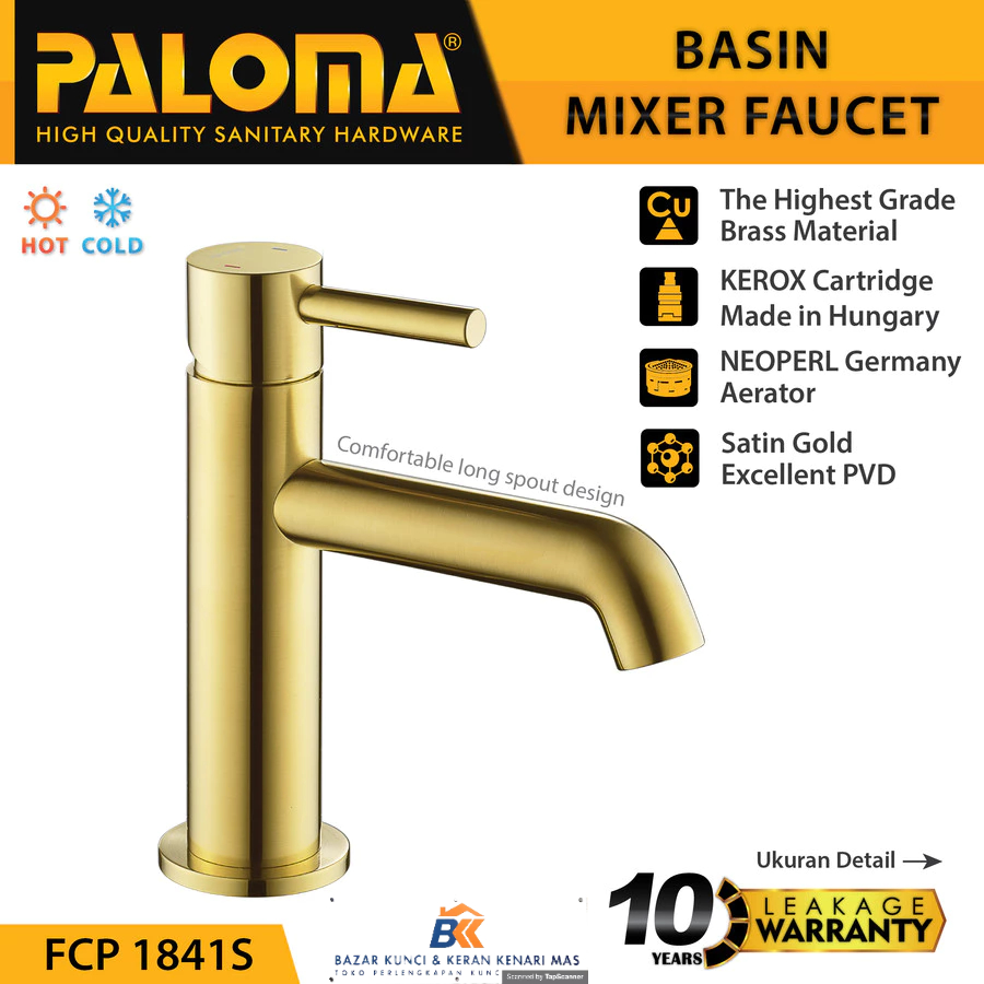 KERAN WASTAFEL CUCI TANGAN KERAN PANAS DINGIN PALOMA FCP 1841S SATIN GOLD