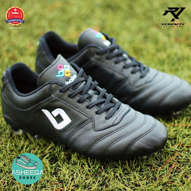PROMO (Bisa COD) Sepatu Sepak Bola Kulit Babo Serenity Black Fg | Original | Made in Indonesia | Sep