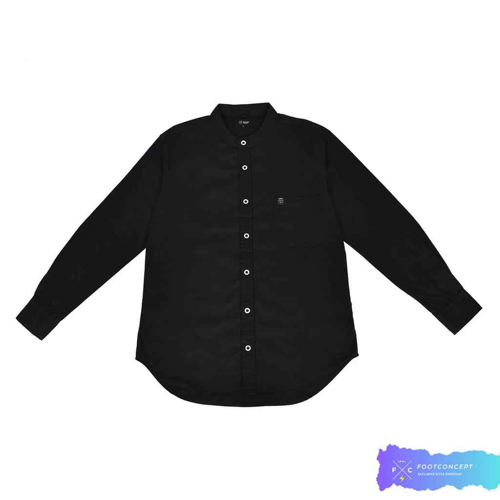 Kemeja Casual Katun Pria Kemeja Koko Muslim Formal Cowok Footconcept Ozzi Black Shirt