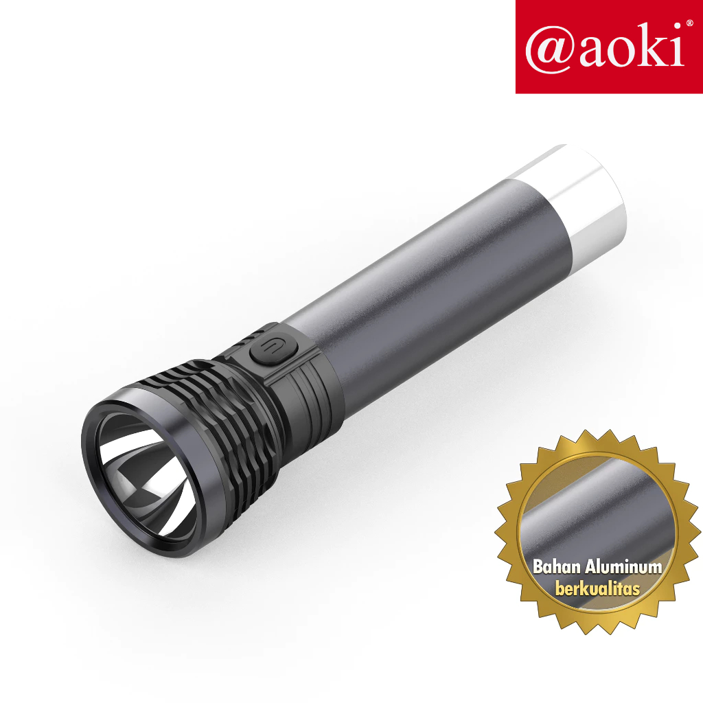 AOKI Senter tangan Aluminum 10W+4SMD terang tahan lama super led rechargeabel dapat diisi ulang lamp