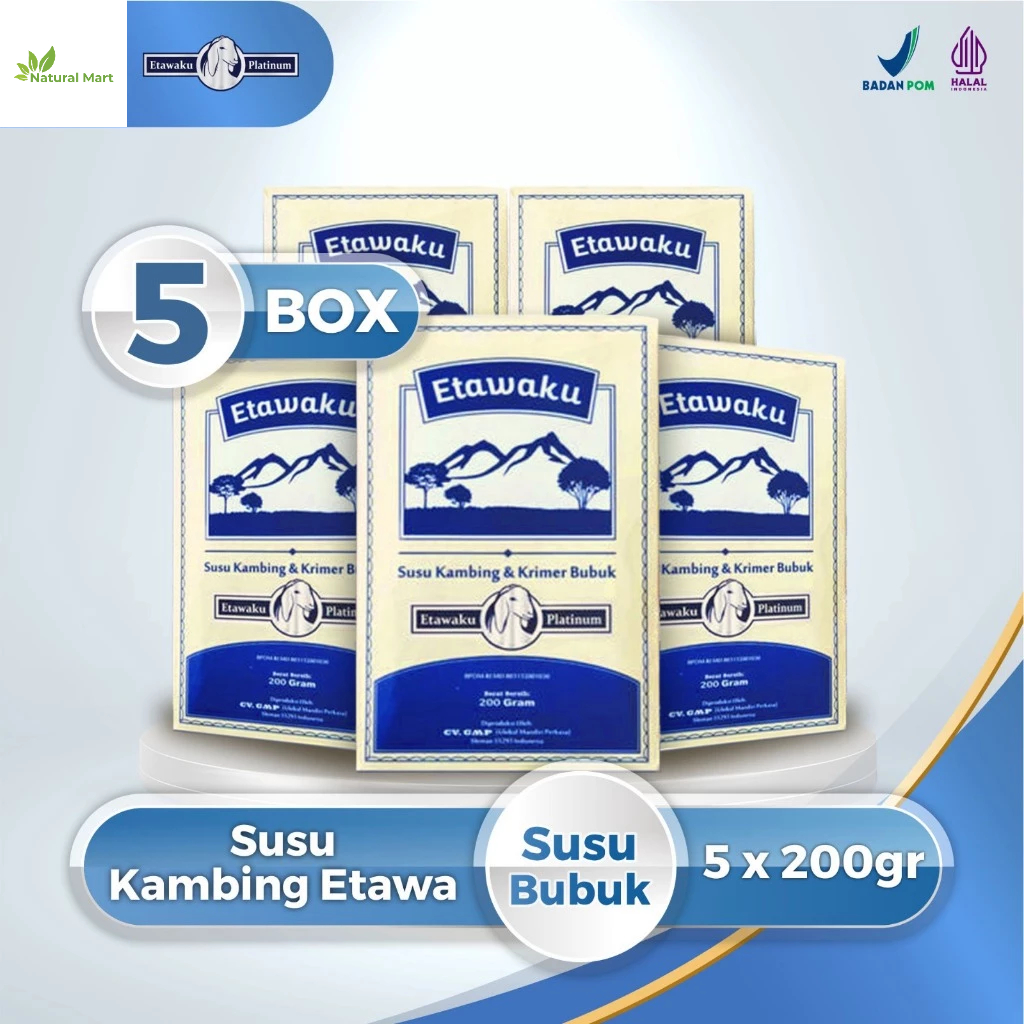 

[PROMO] Etawaku Platinum Paket 5 Box l Susu Kambing Etawa & Krimer Nabati Isi 200gr Natural_mart