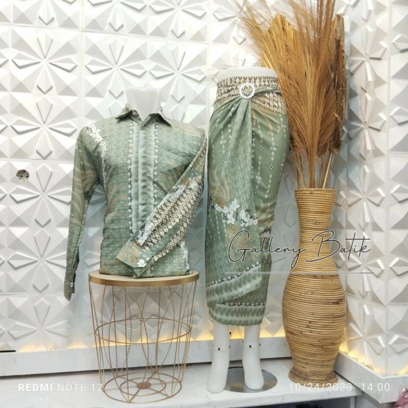 Batik Couple /.Kemeja batik ar sage/ rok Prisket/ Kemeja batik seragaman/ batik sage murah