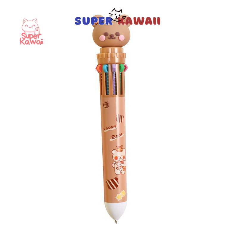 

Super Kawaii - [SK25] Pulpen 10 Warna Bentuk Kepala Beruang Lucu untuk Pelajar / pen / pena / bolpoin