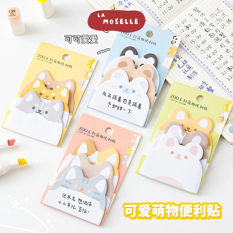 

La Moselle -[SK100] Sticky notes motif bentuk animal lucu / sticky notes bentuk hewan motif hewan / note pad motif binatang / catatan tempel lucu